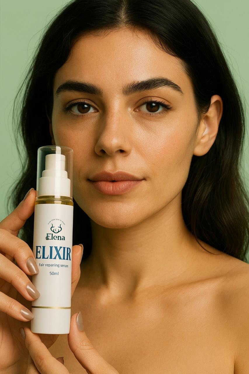 إكسير الترميم من Elena Cosmetics لعلاج الشعر بعمق دون دهون سيروم إكسير من Elena Cosmetics لعلاج تجاعيد الشعر والتقصف واستعادة النعومة والمرونة