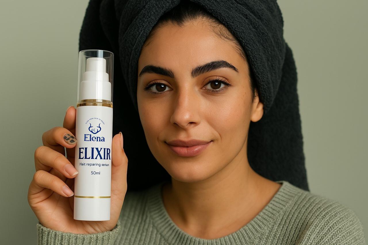إكسير الترميم من Elena Cosmetics لعلاج الشعر بعمق دون دهون سيروم إكسير من Elena Cosmetics لعلاج تجاعيد الشعر والتقصف واستعادة النعومة والمرونة